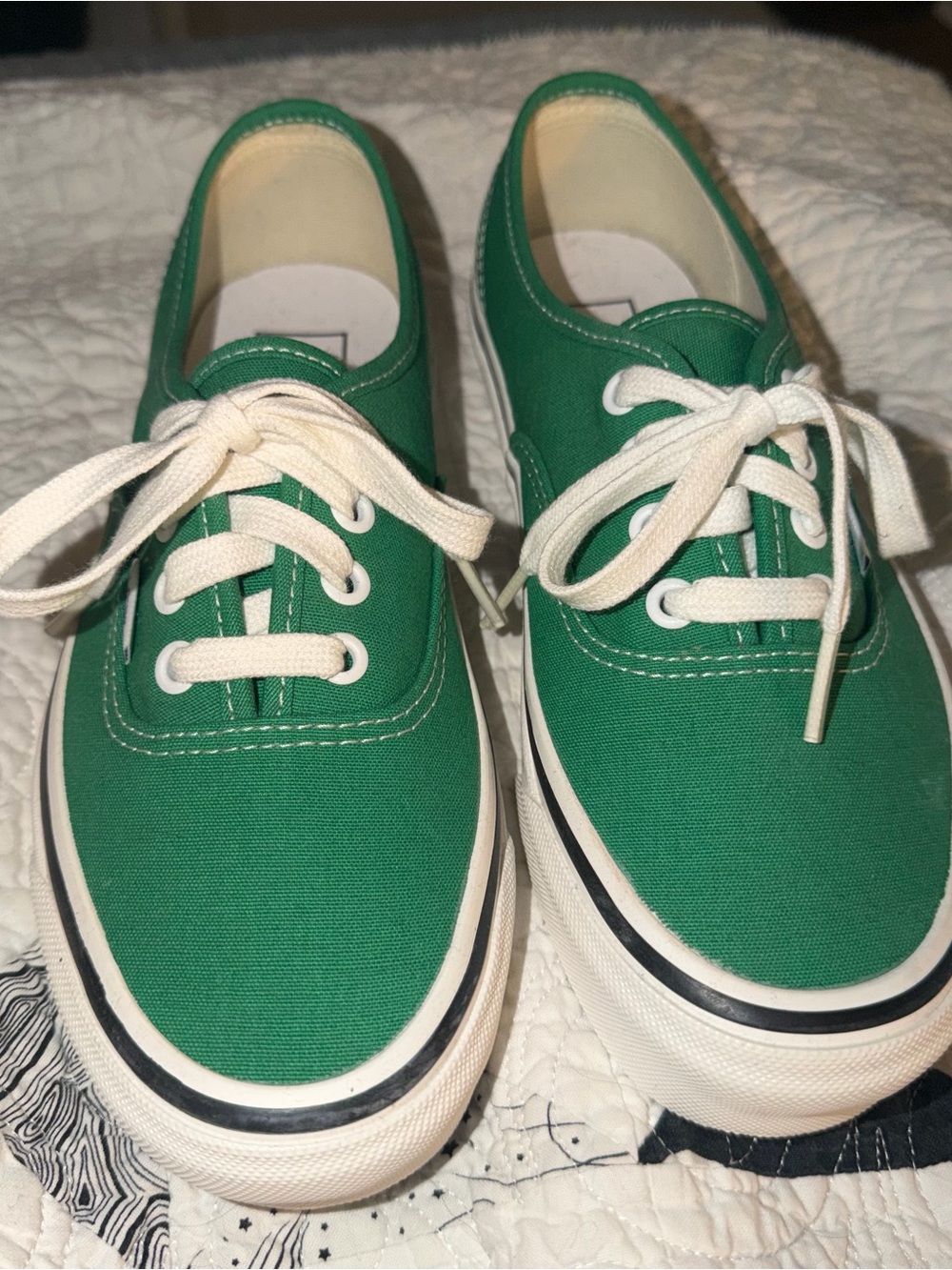 Vans Green Canvas Lace-Up Sneakers with White Trim